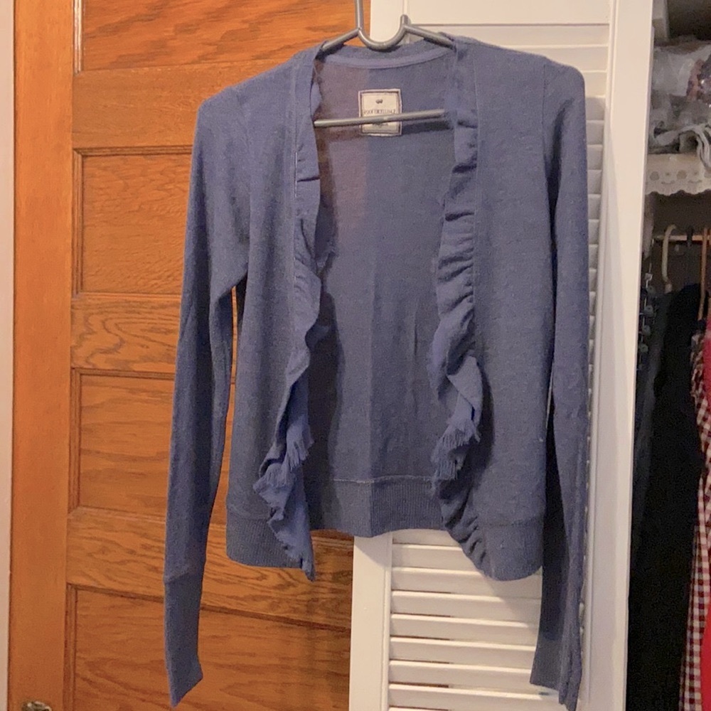 Blue ruffled cardigan